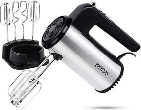 img 4 attached to OCTAVO Electric Hand Mixer - Powerful 5-Speed Turbo, 300W with Storage Base - Stainless Steel Handheld Mixer with Egg Beaters and Hooks for Whipping, Mixing Cookies, Brownies, Dough Batters