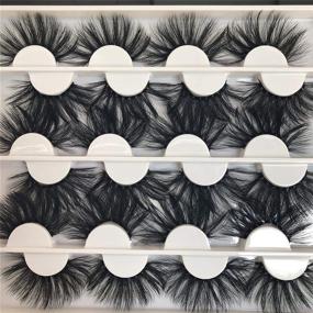 img 4 attached to 💥 Enhance Your Look with 25MM Dramatic Mink Eyelashes: Handmade, Luxurious, and Soft - 12 Pairs of 3D Long, Thick, and Crossed Lashes in a Volume Pack