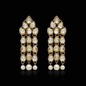 img 2 attached to Exquisite Aheli Kundan Studded Beaded Chandelier Earrings: Timeless Indian Traditional Bollywood Jewelry for Women and Girls