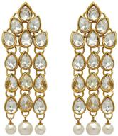 exquisite aheli kundan studded beaded chandelier earrings: timeless indian traditional bollywood jewelry for women and girls logo