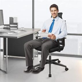 img 1 attached to 🪑 Шейколы Ergonomic Office Chair - Сетчатый Компьютерный Стул с Поддержкой Поясницы, Регулируемой Высотой Сиденья, Высокой Спинкой с Подголовником и Подлокотниками - Надежный и Удобный, в Элегантном Черном Дизайне.