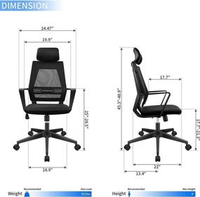 img 3 attached to 🪑 Шейколы Ergonomic Office Chair - Сетчатый Компьютерный Стул с Поддержкой Поясницы, Регулируемой Высотой Сиденья, Высокой Спинкой с Подголовником и Подлокотниками - Надежный и Удобный, в Элегантном Черном Дизайне.