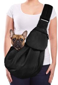 img 4 attached to 🐾 Lukovee Pet Sling - Hands-Free Dog Sling Carrier with Adjustable Padded Strap, Tote Bag, Breathable Cotton Shoulder Bag, Front Pocket, Safety Belt - Ideal for Carrying Small Dog Cat Puppy - Machine Washable