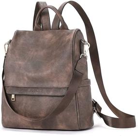 img 3 attached to Backpack Fashion Leather Travel Shoulder