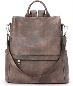 img 4 attached to Backpack Fashion Leather Travel Shoulder