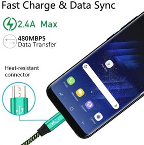 img 1 attached to 🔌 Набор многокрашеных микро USB-кабелей для зарядки Android - Bynccea [4-пакета 10FT 10FT 10FT 10FT] Нейлоновая оплетка, совместима с Samsung Galaxy S7 J7 Edge, LG, HTC, Moto, Kindle, Sony, Xbox ONE, PS4.