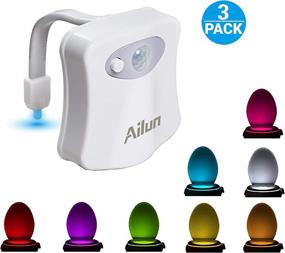 img 3 attached to 🚽 3-Pack Toilet Night Light by Ailun - Motion Activated LED Light with 8 Colors Changing - Battery Not Included - Perfect Bathroom Decoration Combo with Water Faucet Light