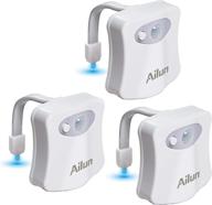 🚽 3-pack toilet night light by ailun - motion activated led light with 8 colors changing - battery not included - perfect bathroom decoration combo with water faucet light логотип