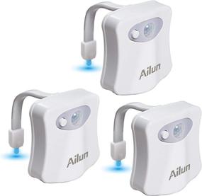 img 4 attached to 🚽 3-Pack Toilet Night Light by Ailun - Motion Activated LED Light with 8 Colors Changing - Battery Not Included - Perfect Bathroom Decoration Combo with Water Faucet Light