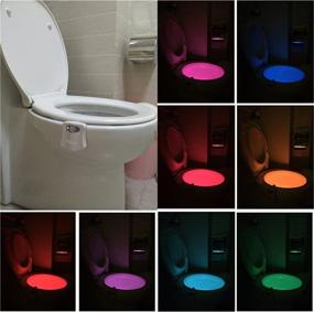 img 2 attached to 🚽 3-Pack Toilet Night Light by Ailun - Motion Activated LED Light with 8 Colors Changing - Battery Not Included - Perfect Bathroom Decoration Combo with Water Faucet Light