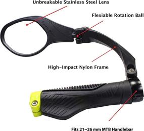 img 2 attached to 🚴 Hafny Stainless Steel Lens Mirror - Handlebar Bike Rearview Mirror with Safety Reflector - E-bike & Cycling Mirror (HF-MR081)