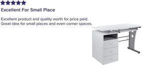 img 1 attached to Stylish White Desk with Ample Storage, Keyboard Tray, and 3-Drawer Pedestal