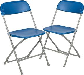 img 3 attached to 🔵 Blue Plastic Folding Chair - Flash Furniture Hercules Series - 2 Pack, 650lb Weight Capacity - Comfortable Lightweight Event Chair for Easy Storage