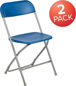 img 2 attached to 🔵 Blue Plastic Folding Chair - Flash Furniture Hercules Series - 2 Pack, 650lb Weight Capacity - Comfortable Lightweight Event Chair for Easy Storage