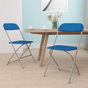 img 4 attached to 🔵 Blue Plastic Folding Chair - Flash Furniture Hercules Series - 2 Pack, 650lb Weight Capacity - Comfortable Lightweight Event Chair for Easy Storage