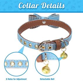 img 1 attached to 🐶 BINGPET Bow Tie Dog Collar with Leash Set - Stylish Adjustable Classic Plaid Dog Bandana Collar featuring Bell, Ideal for Small Dogs, Puppies, and Cats during Outdoor Walks