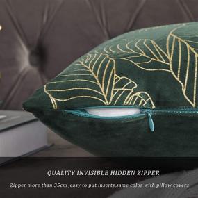 img 2 attached to GIGIZAZA Green Gold Leaves Decorative Throw Pillow Covers 20x20 - Pack of 2 for Sofa and Couch