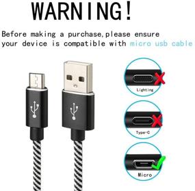img 1 attached to Teyssor 10FT 3 пакета кабелей Micro USB - Прочные плетеные нейлоновые зарядные кабели для Android - Совместимы с Galaxy S7 S6 J3 J3V J5 J7 Edge Note 5, LG K40 K20, MP3