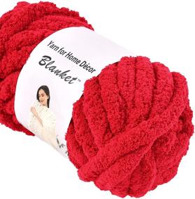 img 2 attached to Chenille Chunky Yarn Arm Knitting Thick Bulky DIY: Create Cozy Red Knit Blankets, Cushions, and Sofa Accessories for Home Decor (250g/0.55 lb)