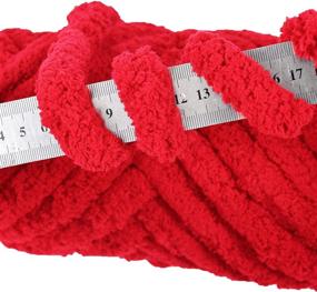 img 1 attached to Chenille Chunky Yarn Arm Knitting Thick Bulky DIY: Create Cozy Red Knit Blankets, Cushions, and Sofa Accessories for Home Decor (250g/0.55 lb)