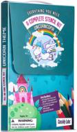 🦄 unicorn stencil drawing kit with carrying case - abundant kids stencils, colored pencils, activity book, sharpener, and more! logo
