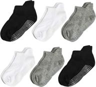 🧦 premium aminson grip ankle socks: non-slip slipper crew socks for kids boys girls - 6/12 pairs logo