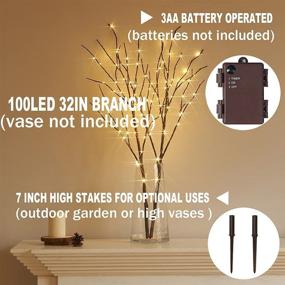 img 2 attached to 🌿 Battery Operated Timer Branch Lights: 32IN 100 LED, Willow Twig Fairy Lights for Vase, Indoor Outdoor Christmas Party Home Decor