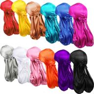 ♂️ 12-piece long tailed silky durag turban headwear beanie cap for men and women, ideal for running, fitness, cycling, hiking, and camping logo