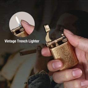 img 3 attached to 🔥 Vintage Trench Lighter, Reusable Brass Pipe Lighter with Pure Copper for Men - Fluid Refillable, Unique Gifts for Him, Ideal for Collection - Birthday, Dad, Husband