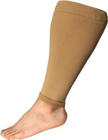 img 2 attached to Runee Plus Size Calf Compression Sleeve - Leg Support for Wide Calves, Pain Relief & Shin Splint, Reduce Swelling, Varicose Veins, DVT (Beige)