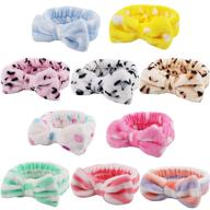 🎀 10 pack bahaby spa headbands: soft coral fleece turban with makeup bow for shower and washing face logo