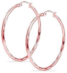 img 3 attached to 💍 Women & Teen Girls' Rose Old Flashed Twisted Rope Click-Top Hoop Earrings in Sterling Silver, Available in Sizes 15mm - 60mm