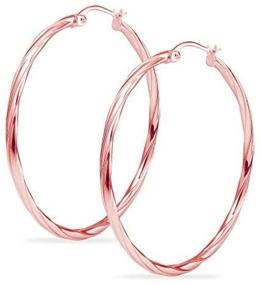 img 4 attached to 💍 Women & Teen Girls' Rose Old Flashed Twisted Rope Click-Top Hoop Earrings in Sterling Silver, Available in Sizes 15mm - 60mm