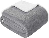 🔲 homeideas sherpa blanket: flannel fleece soft fuzzy blanket for all seasons, 90x90 inches, grey logo