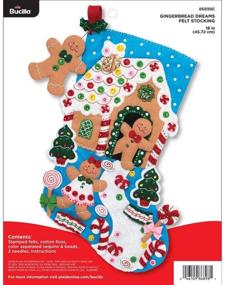 img 2 attached to 🎄 Bucilla Gingerbread Dreams 18-inch Christmas Stocking Felt Applique Kit, Model 86898E