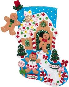 img 1 attached to 🎄 Bucilla Gingerbread Dreams 18-inch Christmas Stocking Felt Applique Kit, Model 86898E
