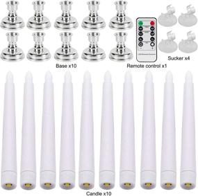 img 2 attached to 🕯️ Flameless Ivory Taper Christmas Window Candles with Timer - Set of 10 LED Battery Operated Candles by West Bay