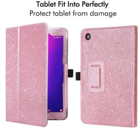 img 1 attached to Caweet Metroby T-Mobile Alcatel Joy Tab 2 8-inch Tablet Case 2020 - Pink Glitter PU Leather Stand Cover with Pen Holder (Not for 2019 Model)