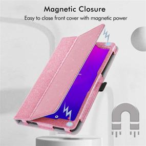 img 2 attached to Caweet Metroby T-Mobile Alcatel Joy Tab 2 8-inch Tablet Case 2020 - Pink Glitter PU Leather Stand Cover with Pen Holder (Not for 2019 Model)