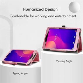 img 3 attached to Caweet Metroby T-Mobile Alcatel Joy Tab 2 8-inch Tablet Case 2020 - Pink Glitter PU Leather Stand Cover with Pen Holder (Not for 2019 Model)