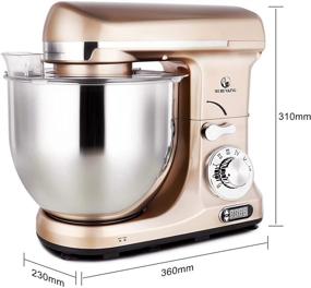 img 1 attached to 🍾 MURENKING MK37 500W 6-Speed Tilt-Head Food Electric Mixer Kitchen Machine - Professional 6-Qt Stand Mixer with Timer for Efficient Mixing (Champagne)