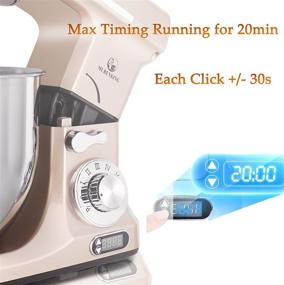 img 3 attached to 🍾 MURENKING MK37 500W 6-Speed Tilt-Head Food Electric Mixer Kitchen Machine - Professional 6-Qt Stand Mixer with Timer for Efficient Mixing (Champagne)