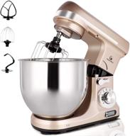 🍾 murenking mk37 500w 6-speed tilt-head food electric mixer kitchen machine - professional 6-qt stand mixer with timer for efficient mixing (champagne) логотип