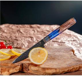 img 2 attached to 🔪 Dnifo 5 Inch Damascus Steel Kitchen Utility Knife - Super Sharp All-Purpose Knife for Slicing, Mincing, Chopping - Non-stick Blade, Anti-rusting Forged Design