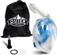 outer limits full face snorkel mask adult - enhanced visibility and breathability with carrying bag. experience unobstructed panoramic views and easy breathing. longer snorkel and gopro compatible gear included. logo