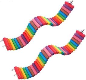 img 4 attached to 🐹 Flexible Bendy Climbing Ladder Hanging Wooden Chew Toy for Hamsters, Birds, Parrots, Guinea Pigs, Chinchillas, Chipmunks, Sugar Gliders, Gerbils, Mice, Squirrels, and Small Animals (Pack of 2) - HAMILEDYI Hamster Rainbow Bridge