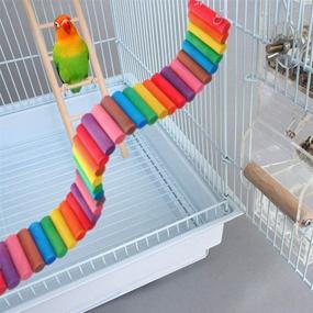 img 1 attached to 🐹 Flexible Bendy Climbing Ladder Hanging Wooden Chew Toy for Hamsters, Birds, Parrots, Guinea Pigs, Chinchillas, Chipmunks, Sugar Gliders, Gerbils, Mice, Squirrels, and Small Animals (Pack of 2) - HAMILEDYI Hamster Rainbow Bridge