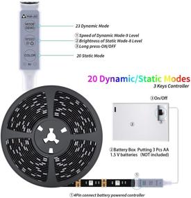 img 3 attached to 🌈 13ft Battery Powered LED Strip Lights: Color Changing RGB, Remote Control, Portable for TV, Bedroom, Kitchen, Party Decor