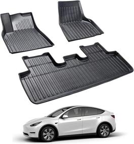 img 4 attached to 🚘 Прочные и гибкие 3D накладные коврики для пола для Tesla Model Y: необходимая защита для вашего автомобиля