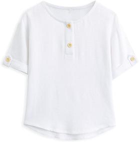 img 4 attached to Curipeer Sleeve Toddler Buttons T Shirt Girls' Clothing for Tops, Tees & Blouses